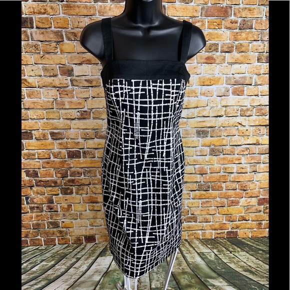 Citrine Dresses & Skirts - Citrine Bamboo Print Black & White Sheath Dress